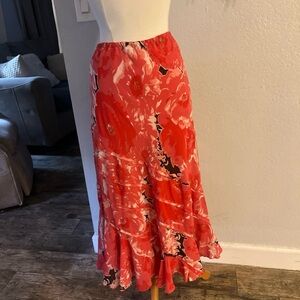 Floral orange Maxi Skirt